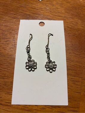 Silver Flower Dangle Earrings
